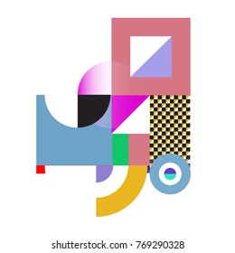 Trendy curvy geometric memphis elements colorful design. Retro 90’s style texture, pattern and elements. Modern abstract culture background design and cover template.