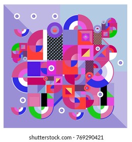 Trendy curvy geometric memphis elements colorful design. Retro 90’s style texture, pattern and elements. Modern abstract culture background design and cover template.