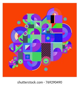 Trendy curvy geometric memphis elements colorful design. Retro 90’s style texture, pattern and elements. Modern abstract culture background design and cover template.
