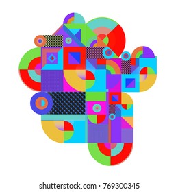 Trendy curvy geometric memphis elements colorful design. Retro 90’s style texture, pattern and elements. Modern abstract culture background design and cover template.