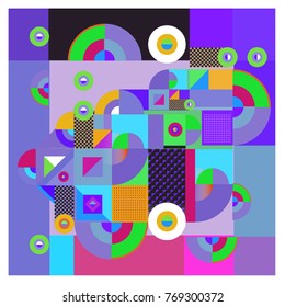 Trendy curvy geometric memphis elements colorful design. Retro 90’s style texture, pattern and elements. Modern abstract culture background design and cover template.