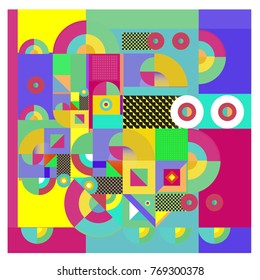 Trendy curvy geometric memphis elements colorful design. Retro 90’s style texture, pattern and elements. Modern abstract culture background design and cover template.