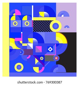 Trendy curvy geometric memphis elements colorful design. Retro 90’s style texture, pattern and elements. Modern abstract culture background design and cover template.