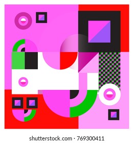 Trendy curvy geometric memphis elements colorful design. Retro 90’s style texture, pattern and elements. Modern abstract culture background design and cover template.