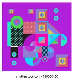 Trendy curvy geometric memphis elements colorful design. Retro 90’s style texture, pattern and elements. Modern abstract culture background design and cover template.