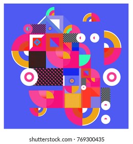 Trendy curvy geometric memphis elements colorful design. Retro 90’s style texture, pattern and elements. Modern abstract culture background design and cover template.