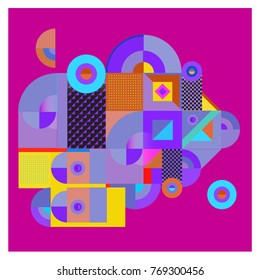 Trendy curvy geometric memphis elements colorful design. Retro 90’s style texture, pattern and elements. Modern abstract culture background design and cover template.