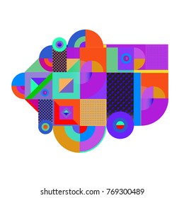 Trendy curvy geometric memphis elements colorful design. Retro 90’s style texture, pattern and elements. Modern abstract culture background design and cover template.