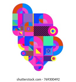 Trendy curvy geometric memphis elements colorful design. Retro 90’s style texture, pattern and elements. Modern abstract culture background design and cover template.