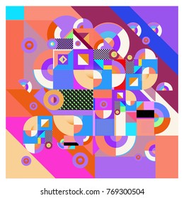 Trendy curvy geometric memphis elements colorful design. Retro 90’s style texture, pattern and elements. Modern abstract culture background design and cover template.