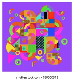 Trendy curvy geometric memphis elements colorful design. Retro 90’s style texture, pattern and elements. Modern abstract culture background design and cover template.