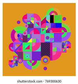 Trendy curvy geometric memphis elements colorful design. Retro 90’s style texture, pattern and elements. Modern abstract culture background design and cover template.