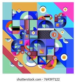 Trendy curvy geometric memphis elements colorful design. Retro 90’s style texture, pattern and elements. Modern abstract culture background design and cover template.