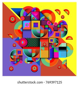 Trendy curvy geometric memphis elements colorful design. Retro 90’s style texture, pattern and elements. Modern abstract culture background design and cover template.
