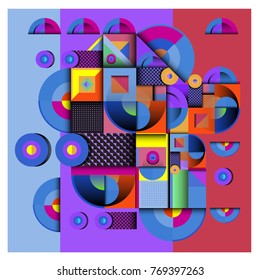 Trendy curvy geometric memphis elements colorful design. Retro 90’s style texture, pattern and elements. Modern abstract culture background design and cover template.