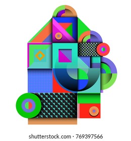 Trendy curvy geometric memphis elements colorful design. Retro 90’s style texture, pattern and elements. Modern abstract culture background design and cover template.