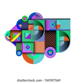 Trendy curvy geometric memphis elements colorful design. Retro 90’s style texture, pattern and elements. Modern abstract culture background design and cover template.