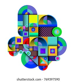 Trendy curvy geometric memphis elements colorful design. Retro 90’s style texture, pattern and elements. Modern abstract culture background design and cover template.