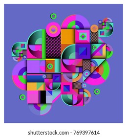 Trendy curvy geometric memphis elements colorful design. Retro 90’s style texture, pattern and elements. Modern abstract culture background design and cover template.