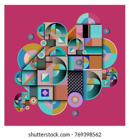 Trendy curvy geometric memphis elements colorful design. Retro 90’s style texture, pattern and elements. Modern abstract culture background design and cover template.