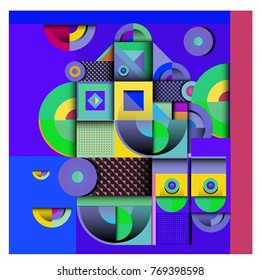 Trendy curvy geometric memphis elements colorful design. Retro 90’s style texture, pattern and elements. Modern abstract culture background design and cover template.
