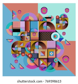 Trendy curvy geometric memphis elements colorful design. Retro 90’s style texture, pattern and elements. Modern abstract culture background design and cover template.