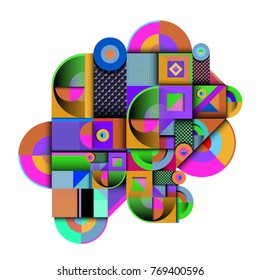 Trendy curvy geometric memphis elements colorful design. Retro 90’s style texture, pattern and elements. Modern abstract culture background design and cover template.