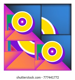 Trendy curvy geometric memphis elements colorful design. Retro 90’s style texture, pattern and elements. Modern abstract culture background design and cover template.