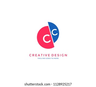 Trendy Cut Circle CC Letter Logo Design