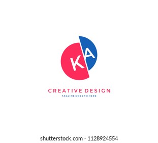 Trendy Cut Circle KA Letter Logo Design