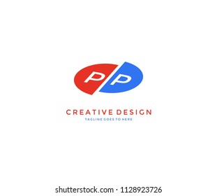 Trendy Cut Circle PP Letter Logo Design