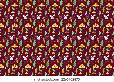 Trendy Cute bunny easter Element seamless pattern with decorative eggs. Easter holiday Pastel background for website, printing on fabric, gift wrap and wallpapers