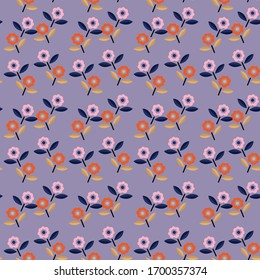 Trendy and cute Colorful modern flower create from geometric shape seamless pattern in vector EPS10,Design for fashion,fabric,web,wallaper,wrapping and all prints on light purple