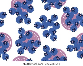 Trendy cute garden Picnic  with  Blueberry Illustration , Vacation Holiday seamless pattern ,Design for fashion , fabric, textile, wallpaper , wrapping and all prints 