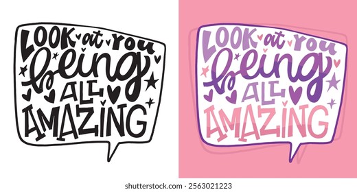 Trendy cute hand drawn doodle lettering quote. Lettering for t-shirt design, mug print, bag print, clothes fashion. 100% hand drawn vector image.