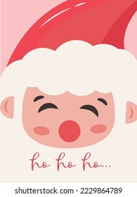 Trendy cute Happy New Year greeting card ho ho ho Merry Christmas template Minimalistic design cute santa 2023 A5