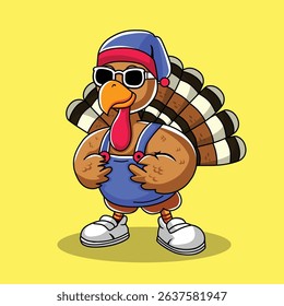 Trendy Cute Turkey Thanksgiving With Blue Jumpsuit