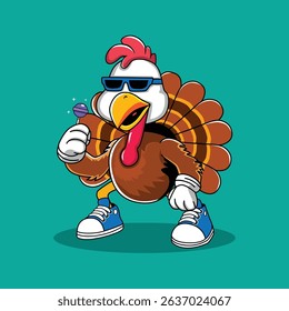 Trendy Cute Turkey Thanksgiving With Punk Hair