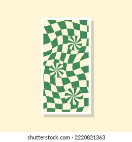 Trendy cute twisted checkerboard design with three spiral circles. Suitable for phone case printing or phone wallpaper. Available in resizable vector