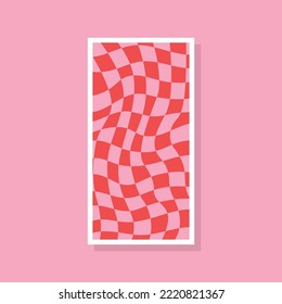Trendy cute twisted checkerboard design in pink. Suitable for phone case printing or phone wallpaper. Available in resizable vector