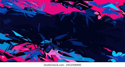 Trendy Cyber Abstract Urban Street Art Graffiti Style Vector Illustration Template Background