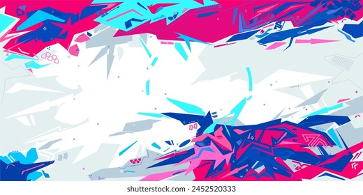 Trendy Cyber Abstract Urban Street Art Graffiti Style Vector Illustration Template Background