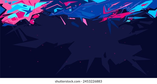 Trendy Cyber Abstract Urban Street Art Graffiti Style Vector Illustration Template Background