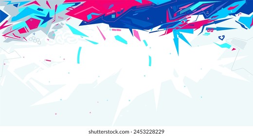 Trendy Cyber Abstract Urban Street Art Graffiti Style Vector Illustration Template Background