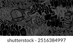 Trendy Dark Abstract Urban Graffiti Style Sticker Bombing With Some Street Art Lettering Background