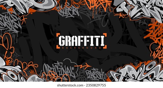 Trendy Dark Abstract Urban Style Hiphop Graffiti Street Art Vector Illustration Background Template