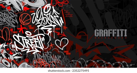 Trendy Dark Abstract Urban Style Hiphop Graffiti Street Art Vector Illustration Background Template
