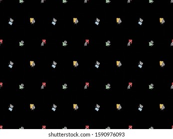 Trendy dark Floral pattern in the many kind of flowers. Botanical Motifs scattered random. Seamless vector polka dots texture. for fashion prints. Printing with in hand drawn style on black background