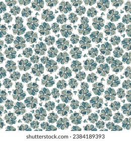 Trendy dunkle Blumenmuster in den vielen Arten von Blumen. Botanische Motive verstreut zufällig. Nahtlose Vektorstruktur
