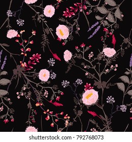 Trendy Dark Floral Pattern Many Kind Stock Vector (Royalty Free) 777699013